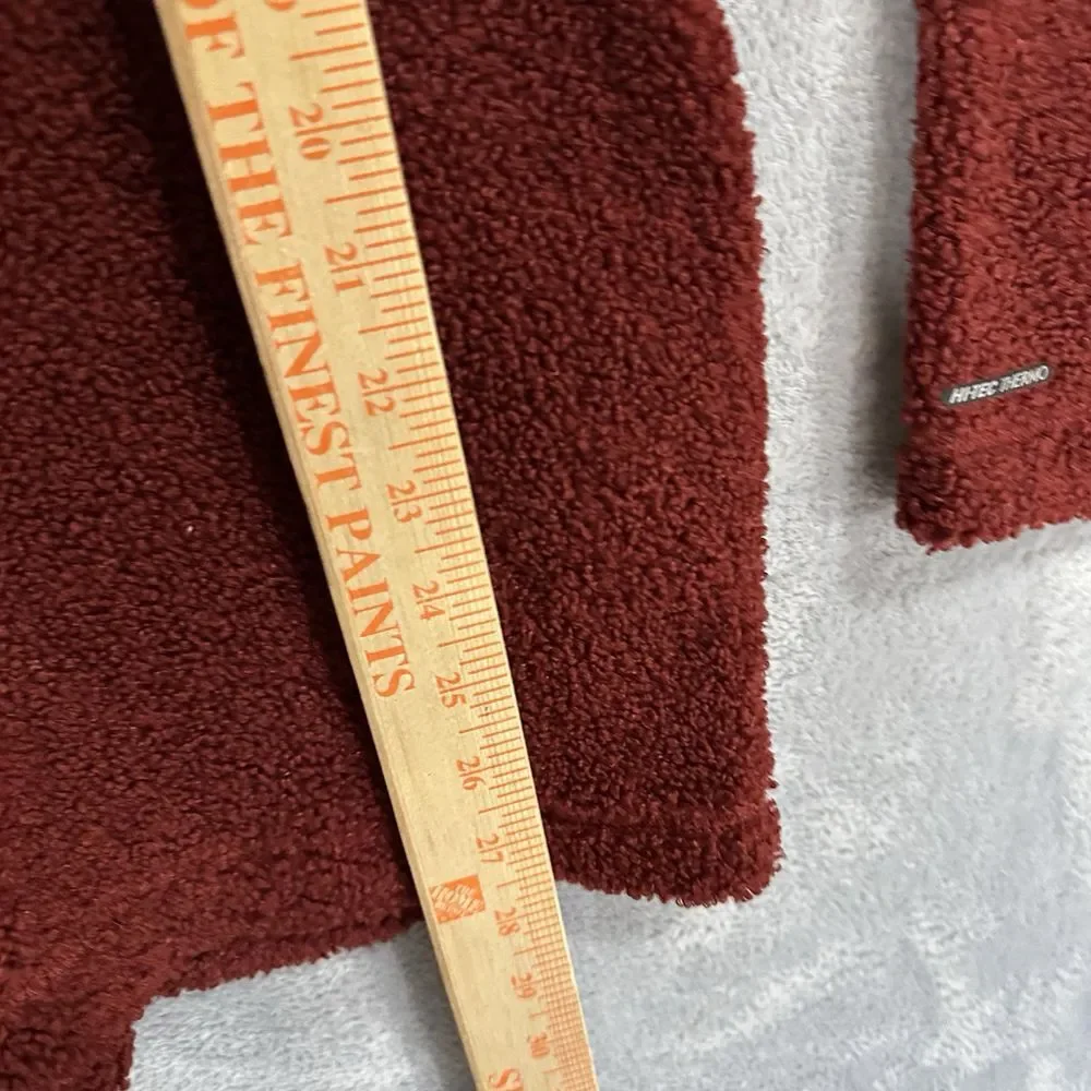 Hi-Tech 1/4 Zip Long Sleeve Sherpa Teddy Sweater Men Large Red Active Thermo
